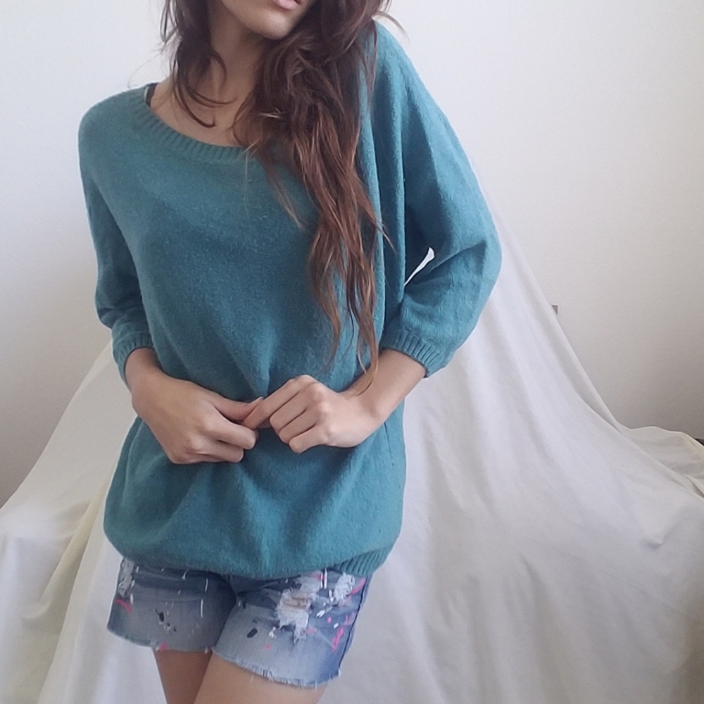 Teal Quarter Sleeve Sweater